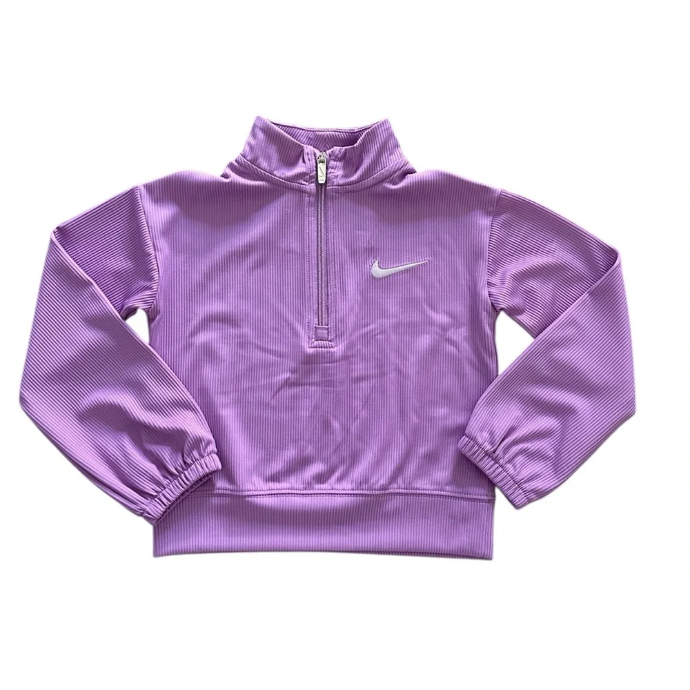 Nike Purple Ribbed 1/4 Zip Long Sleeve Pullover & Pants Set Girls Size 4 NWT - Picture 2 of 5